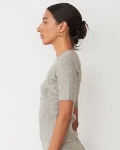 MONROW Softknit Rib Waffle Henley HEATHERGREY Store